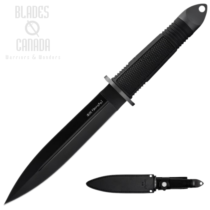 Honshu Midnight Forge Fighter Fixed Blade Knife, Leather Sheath, UC2630B